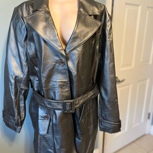 Women's Silver Gun Metal Leather Coat